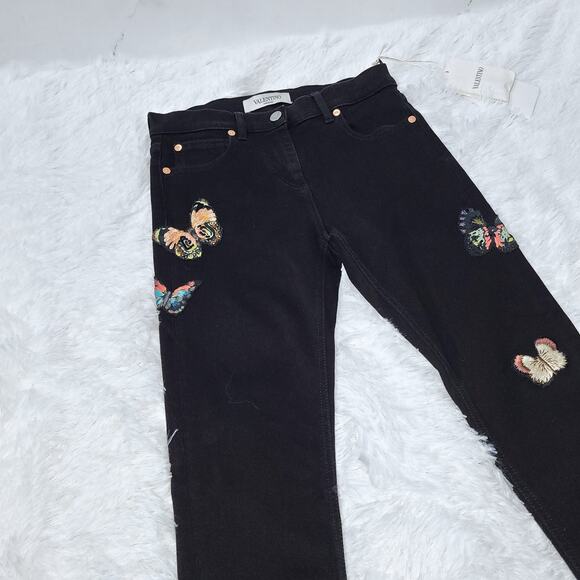 Valentino x Izumi Miyazaki 'Gravitation' Butterfly Print Jeans Black MSRP $2590 - Picture 2 of 16